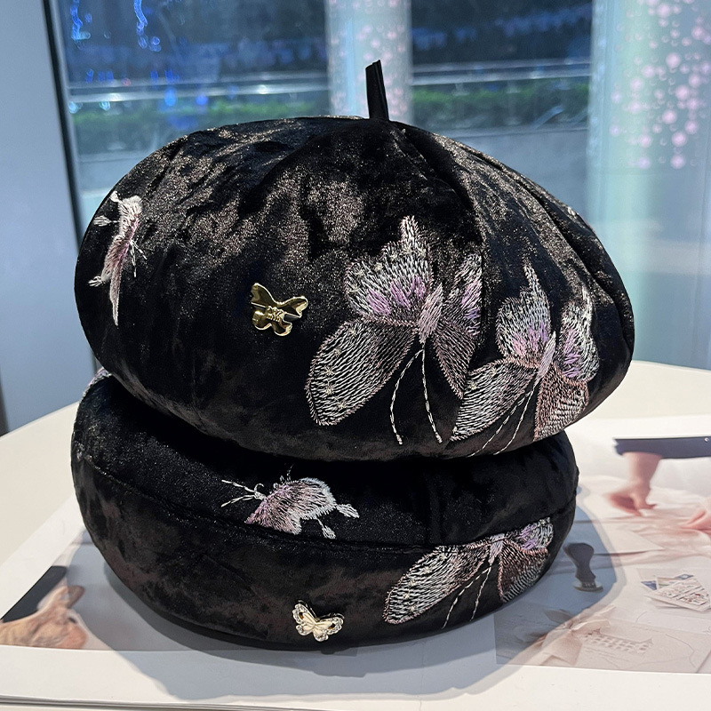 Street Fashion Pose - Béret de peintre polyvalent avec broderie
