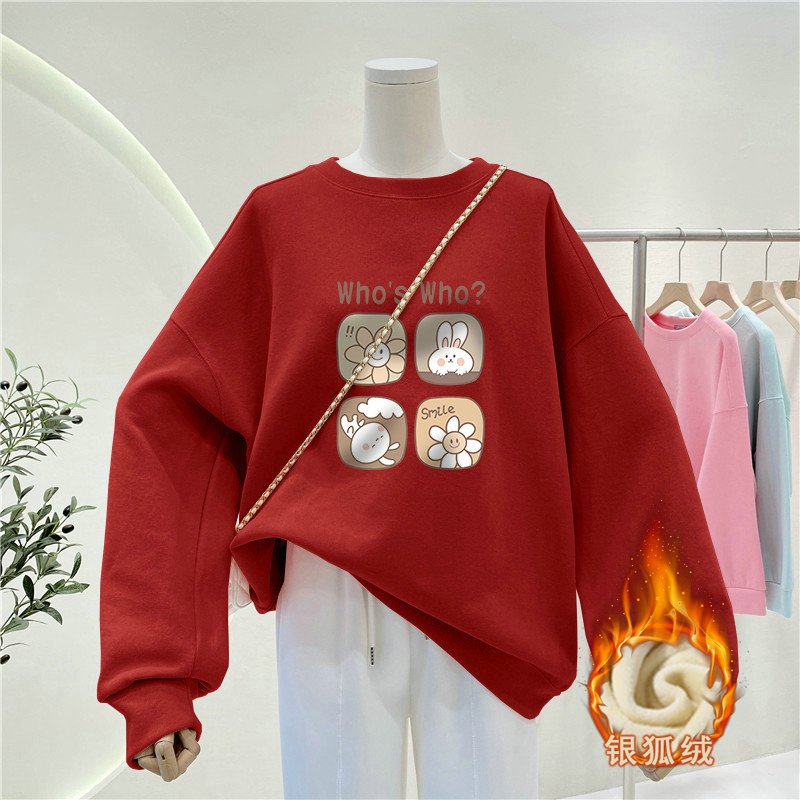 Oversized Crewneck Fleece - Sweat-shirt à col rond pour femmes,