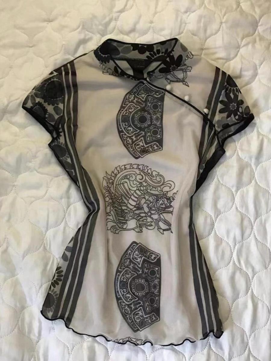Street Fashion In Chinese - Haut imprimé amincissant élégant et amélioré