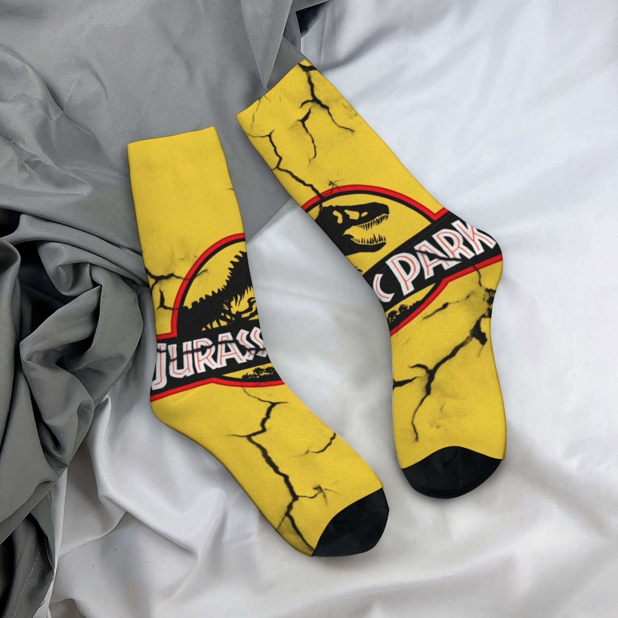 Street Fashion Style Youtube - Chaussettes dinosaures Jurassic Park, style rétro,