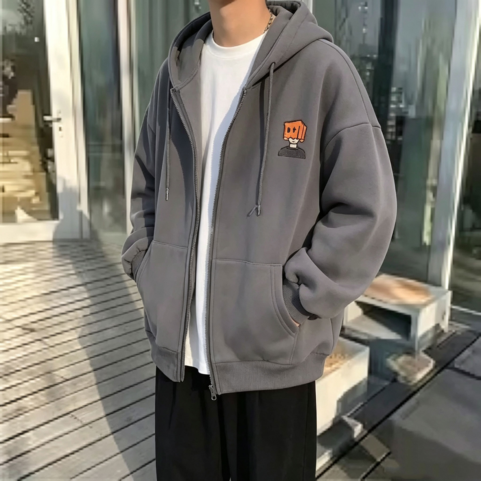 Street Fashion Zip Up Hoodie - Sweat à capuche zippé pour homme,