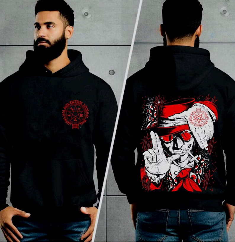 Oversized Crewneck Fleece - Hoodie Hellsing surdimensionné unisexe à imprimé