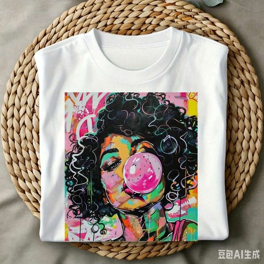 Italy Fashion Street - T-shirt graphique décontracté pour femme, col