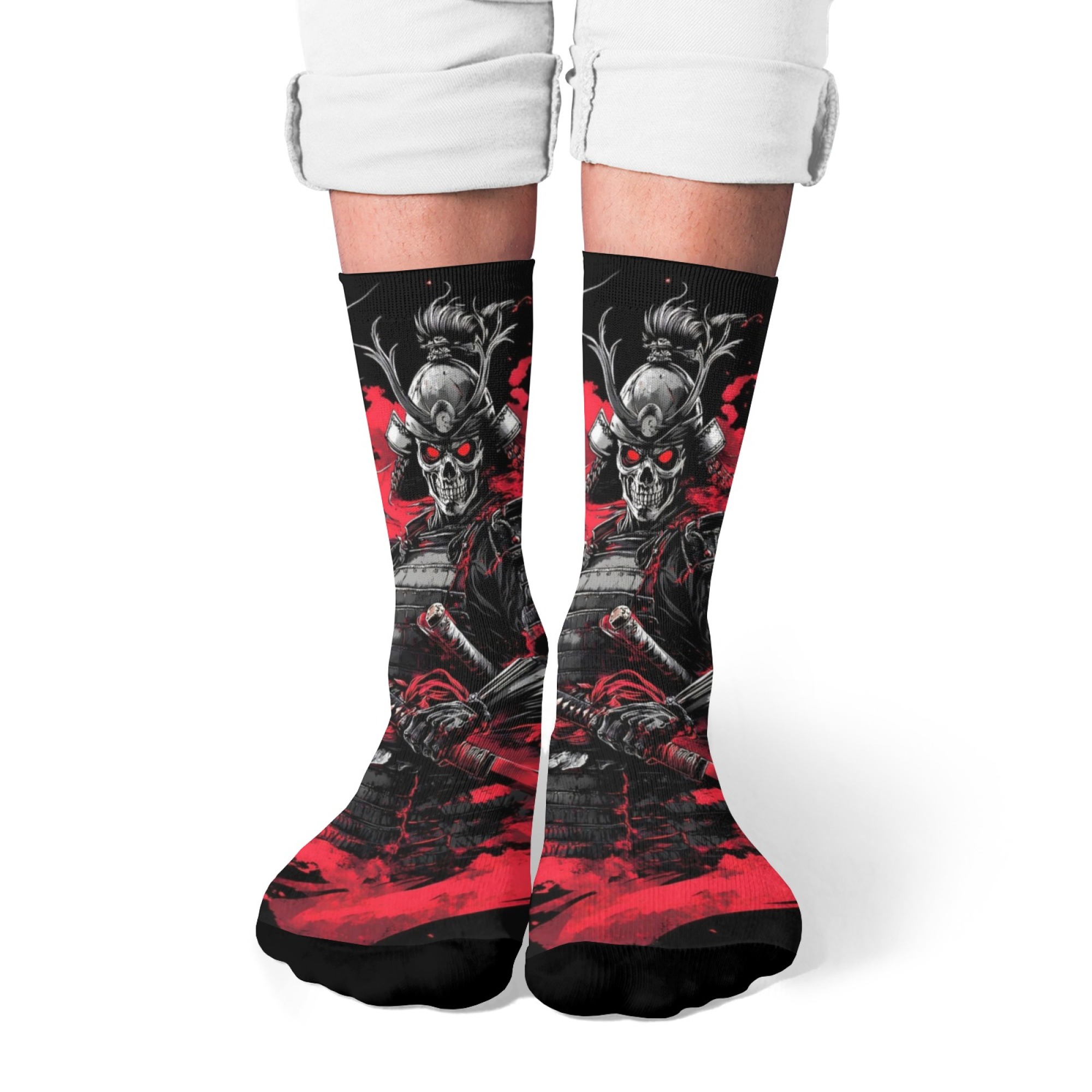 Street Fashion Style Youtube - Crâne diable guerrier hommes chaussettes Style