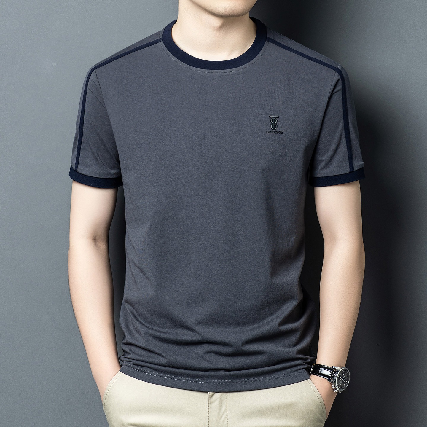 Street Fashion In Chinese - T-shirt noir d'été pour homme, haute