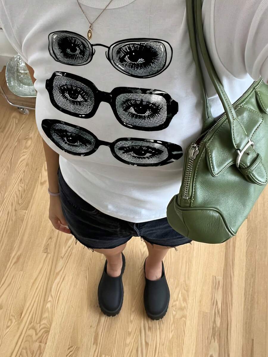 Italy Fashion Street - T-shirt graphique oversize en coton pour