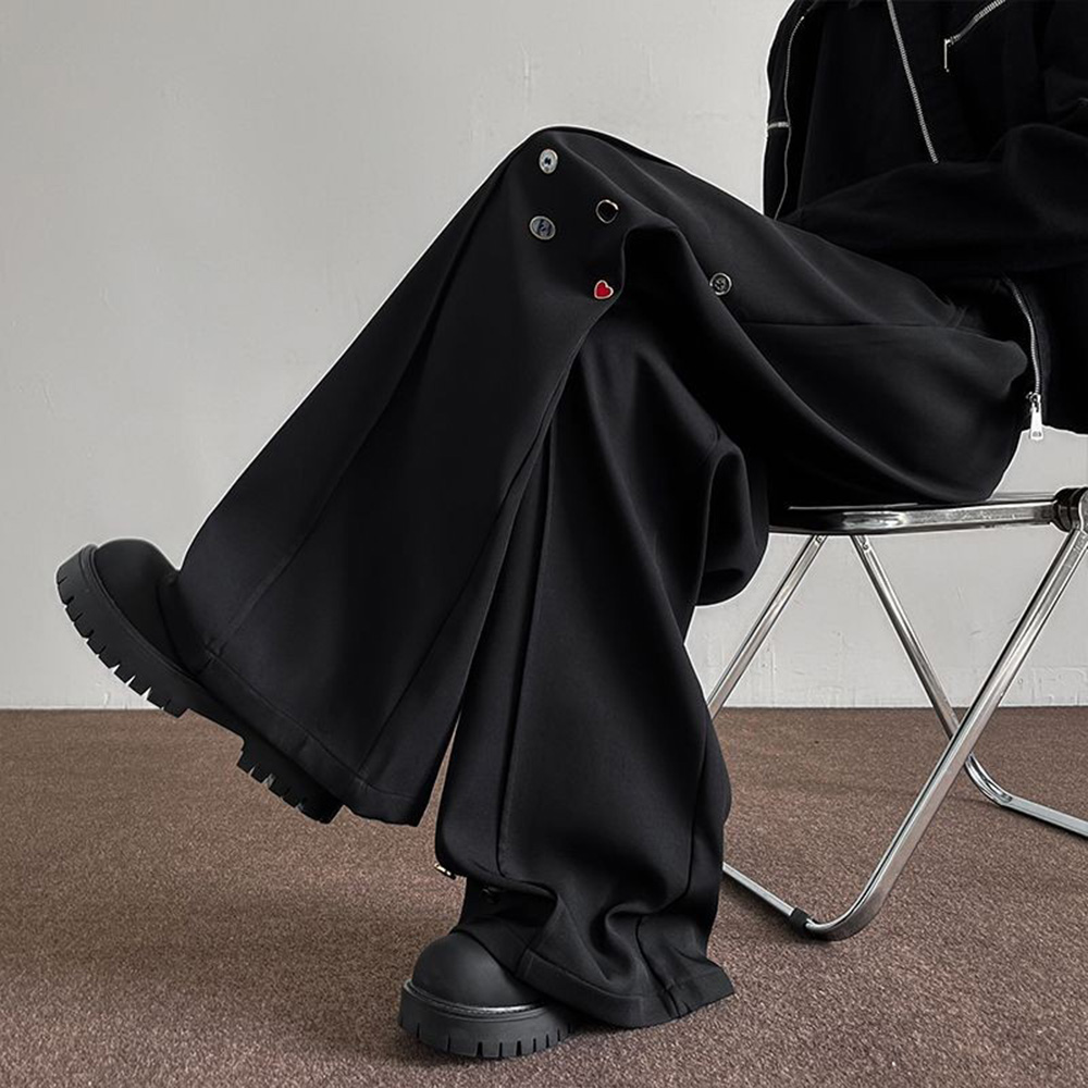 Street Fashion Men 2025 - Pantalon pour hommes bouton décoration mince