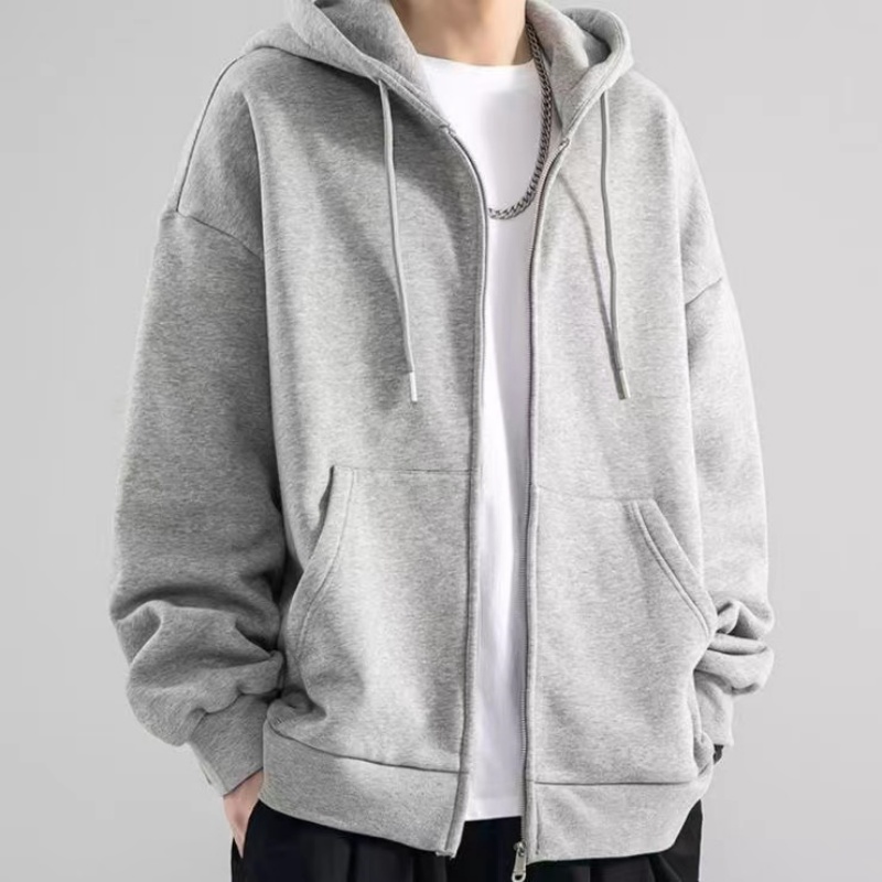 Street Fashion Zip Up Hoodie - Mode décontracté noir gris bleu sweat