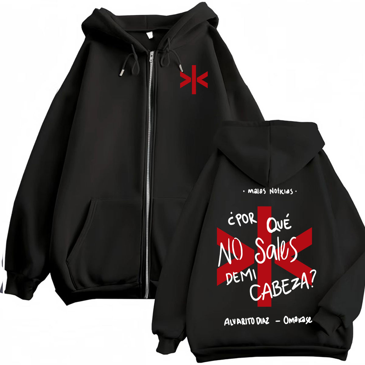 Street Fashion Zip Up Hoodie - Sweat-shirt à capuche zippé Alvaro Diaz