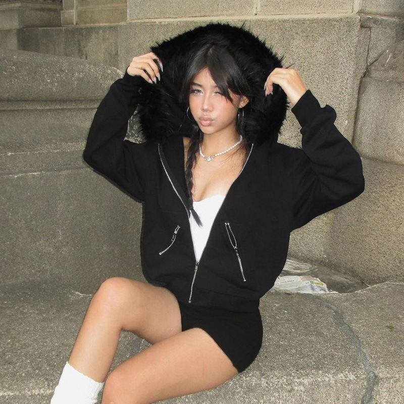 Street Fashion Zip Up Hoodie - Cardigans à capuche zippés vintage pour