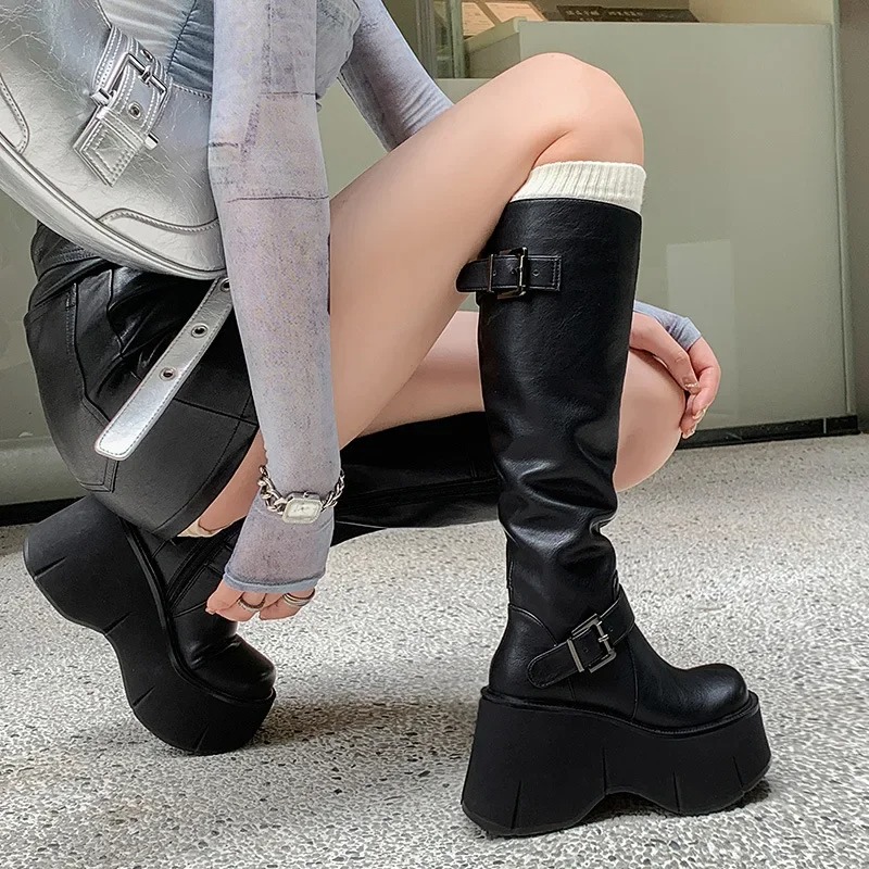 Street Fashion Style Youtube - Bottes hautes classiques noires pour femmes,