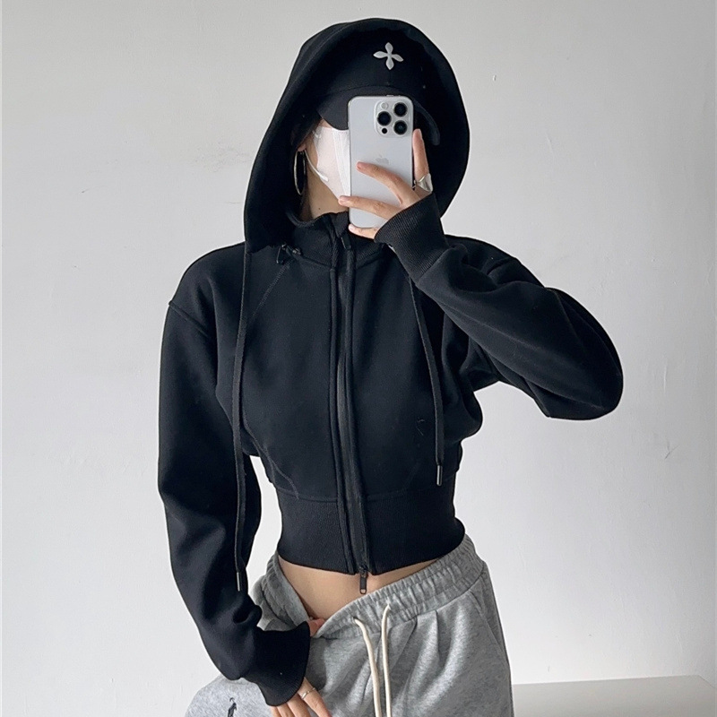 Sweat-shirts à capuche courts  - Street Fashion Zip Up Hoodie avis et prix