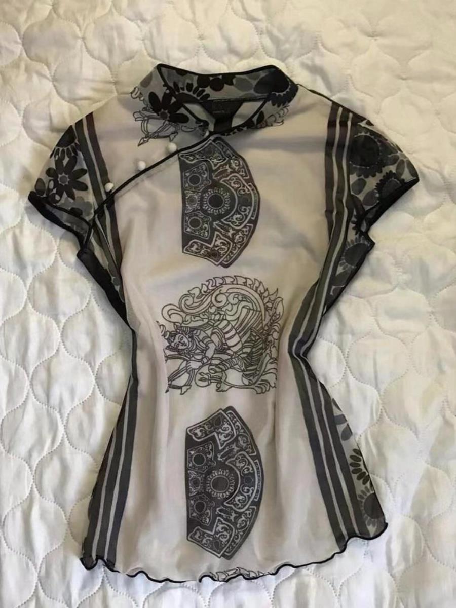 Haut imprimé amincissant éléga - Street Fashion In Chinese avis et prix