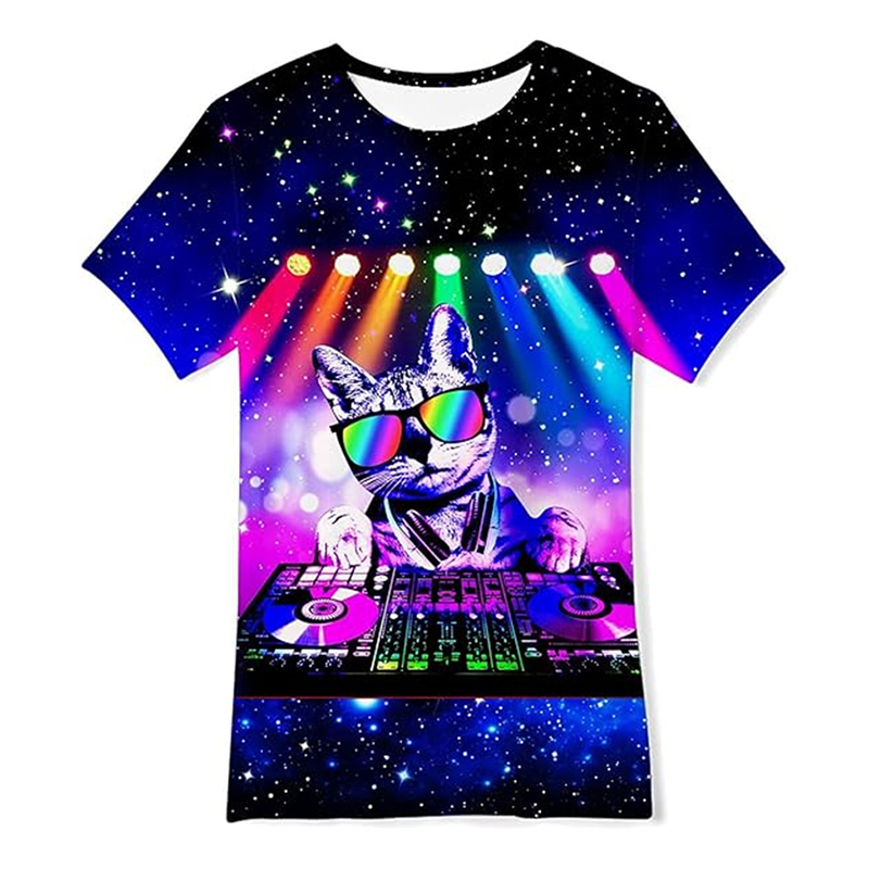T-shirt Néon Hip Hop Cat pour  - Street Fashion Trend 2025 avis et prix