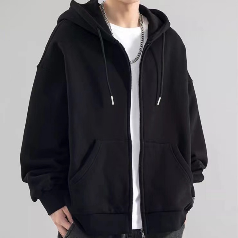 Mode décontracté noir gris ble - Street Fashion Zip Up Hoodie avis et prix