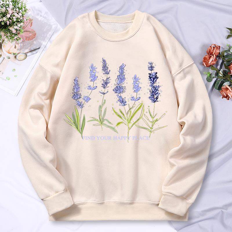 Sweat à capuche imprimé lavand - Oversized Crewneck Fleece avis et prix