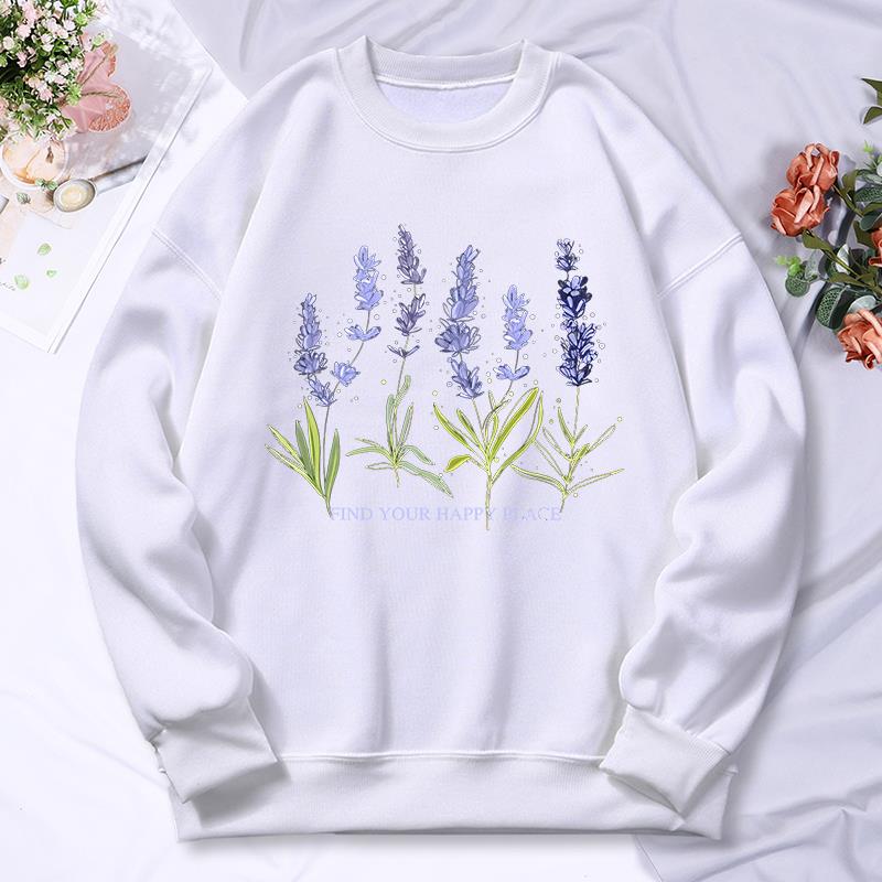 Sweat à capuche imprimé lavand - Oversized Crewneck Fleece avis et prix