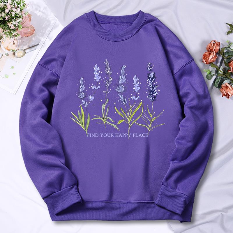 Sweat à capuche imprimé lavand - Oversized Crewneck Fleece avis et prix