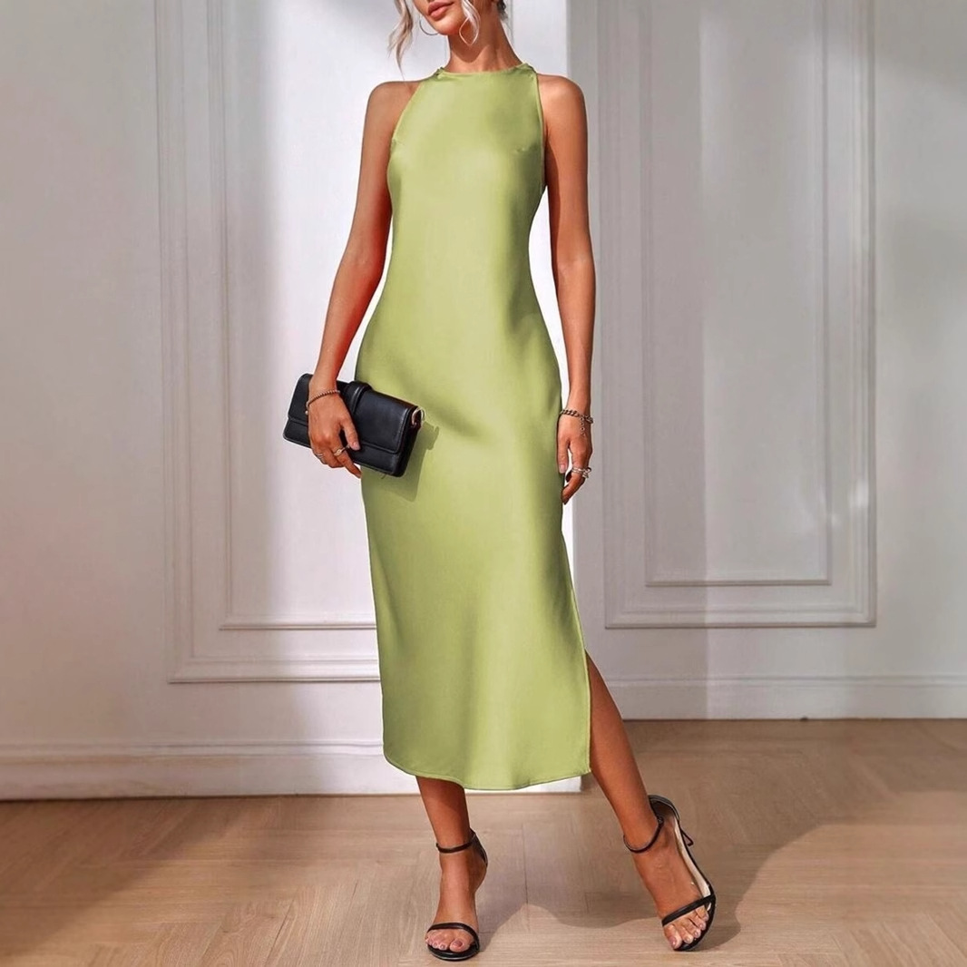 Robe mi-longue en Satin pour f - Italy Fashion Street avis et prix