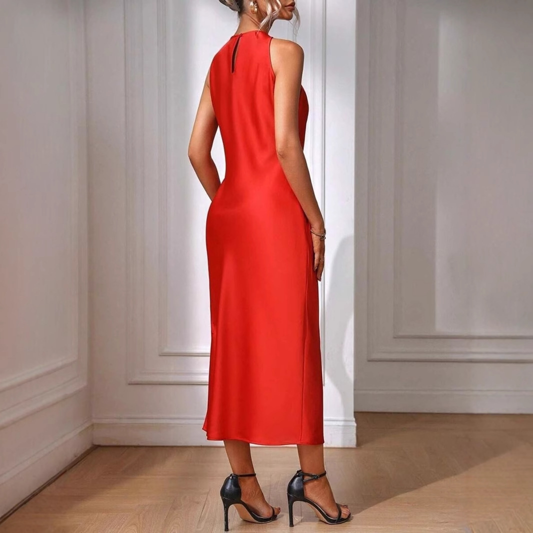 Robe mi-longue en Satin pour f - Italy Fashion Street avis et prix