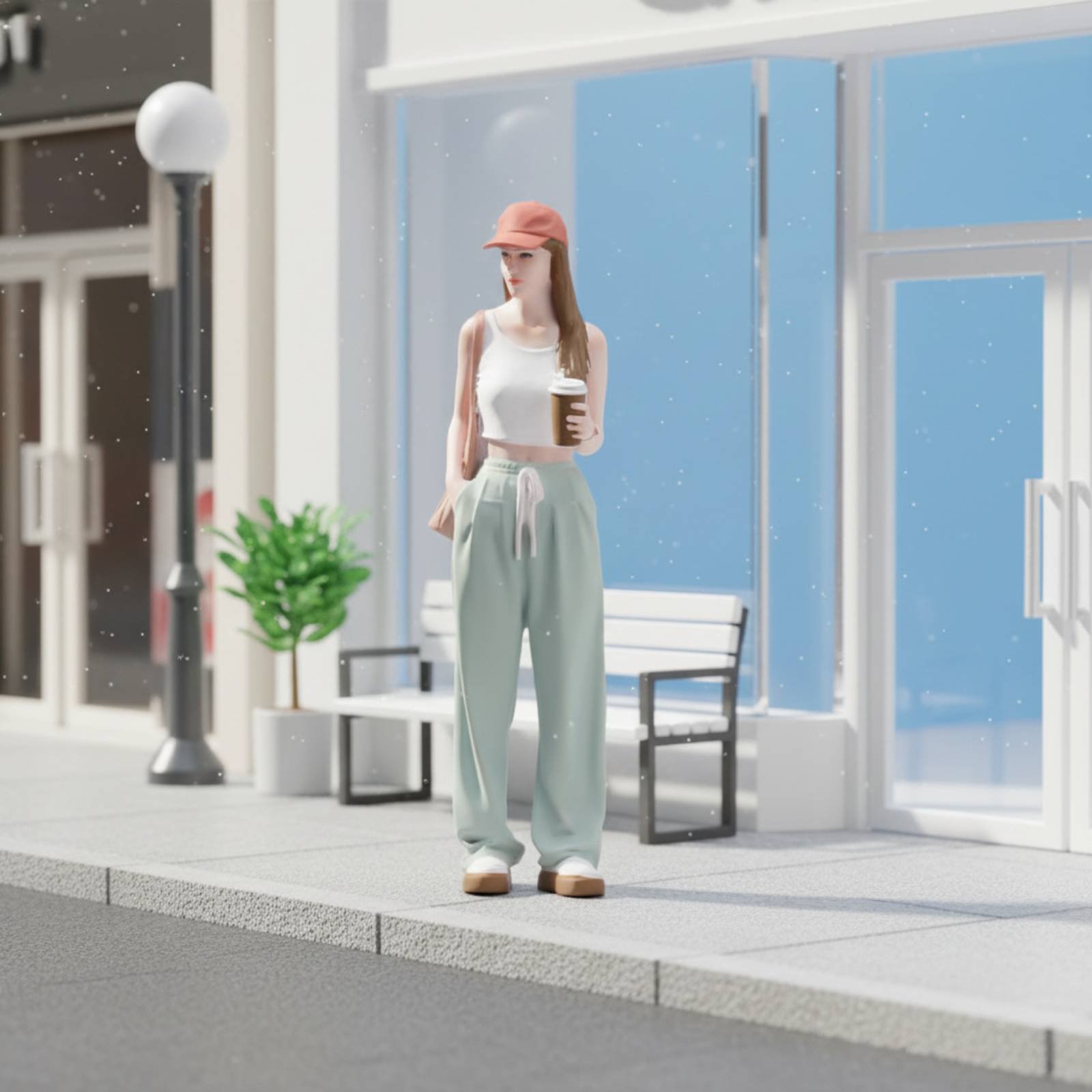 Figurine de fille tenant un ca - Street Fashion Pose avis et prix